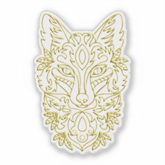 Sticker Wolf-like head art in gold