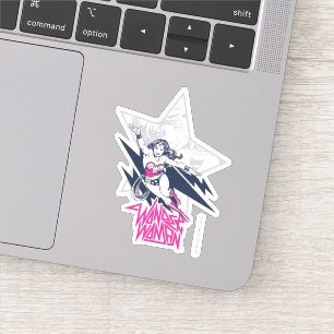 Sticker Wonder Woman Glam Rock Flying Character Graphic