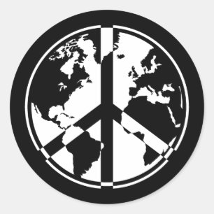 Sticker World Peace - Blanc sur Noir