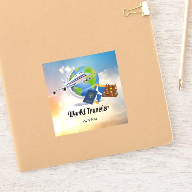 Sticker World Traveller Modèle, Ajouter du texte, (Carnet)