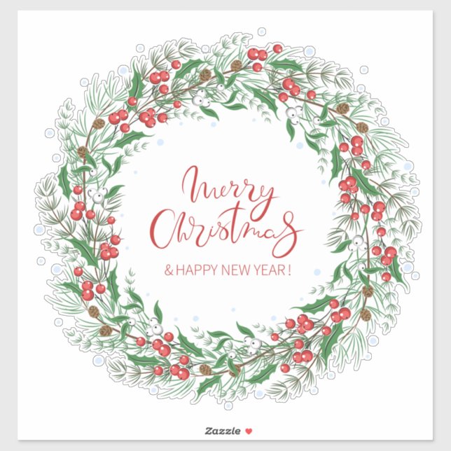 Sticker Wreath de Noël (Feuille)