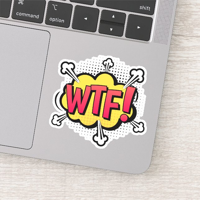 Sticker WTF ! Ordinateur portable comic Retro Pop Art Spee (Détail)