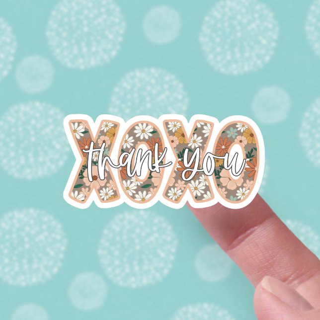 Sticker XOXO Merci Cute Boho superposition de script Flora (Créateur téléchargé)