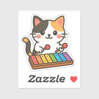 Sticker Xylophone Calico Cat Rainbow Notes