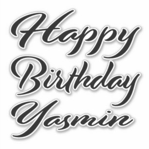 Sticker Yasmin Nom Prénom Anniversaire de la Broderie noir