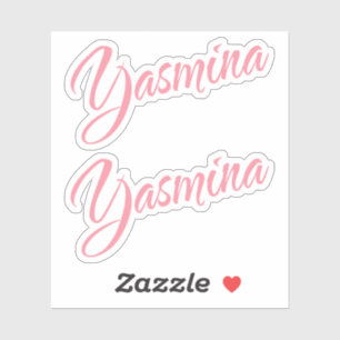 Sticker Yasmina nom rose cursive x2