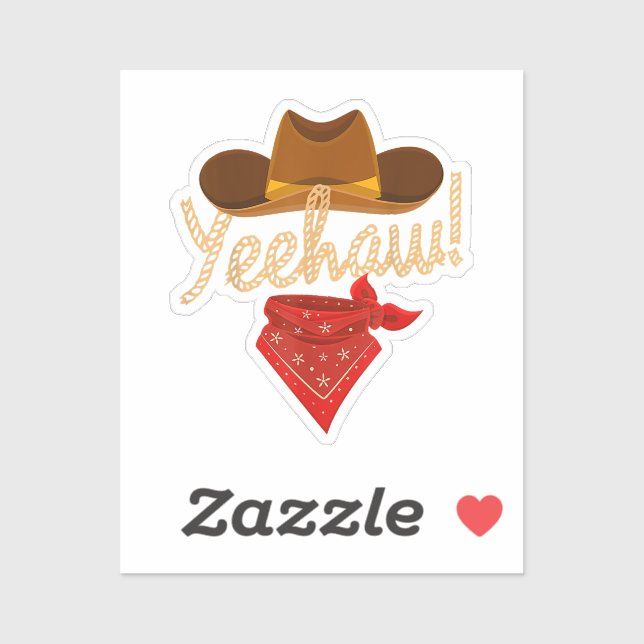 Sticker Yeehaw Western Country Howdy Southern Cowboy Yee H (Feuille)
