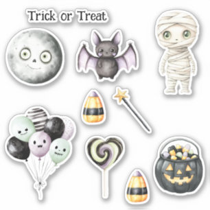 Sticker Yeux Verts Lune d'Halloween