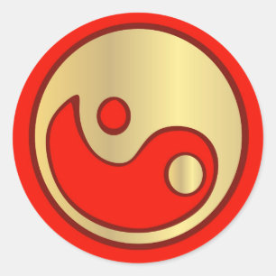 Sticker Yin Yang Gold & Red