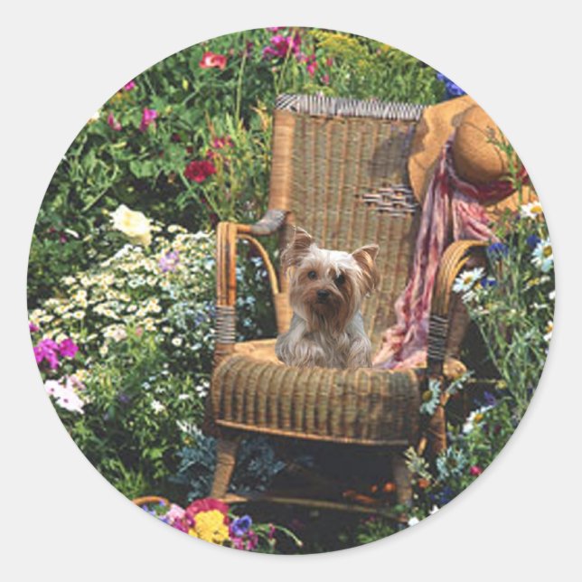 Sticker Yorkshire Terrier Jardin (Devant)