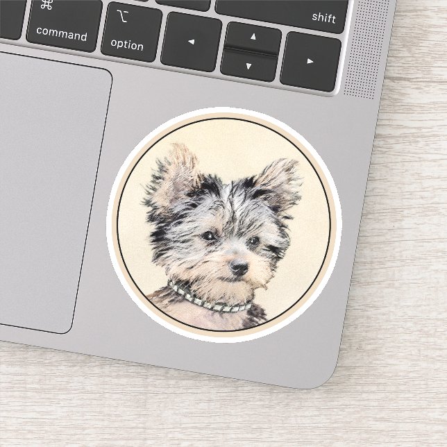 Sticker Yorkshire Terrier Puppy Peinture Chien original (Détail)