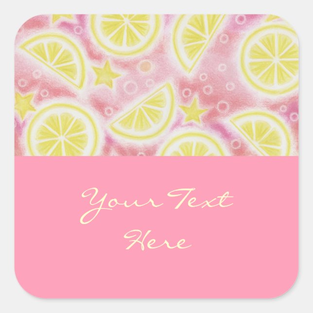sticker "Your Text" en limonade rose carré rose (Devant)