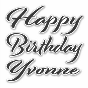 Sticker Yvonne Nom Prénom Anniversaire de la Broderie noir