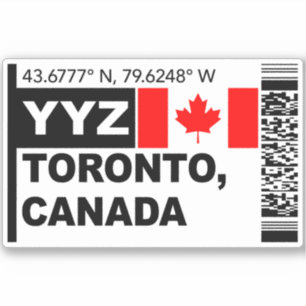 Sticker YYZ Toronto Carte d'embarquement - Voyage Canada