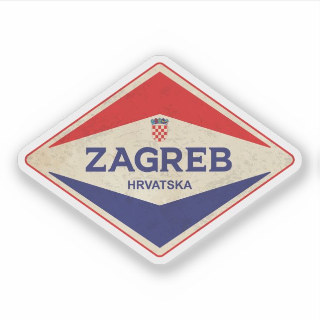 Sticker Zagreb Croatie Vintage (Devant)