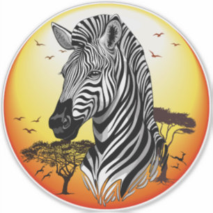 Sticker Zebra African Savanna Wild Animal