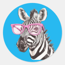Sticker Zebra avec lunettes roses D. Arrière - pla