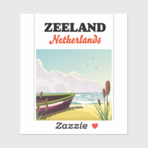 Sticker Zeeland Pays-Bas affiche de voyage de plage