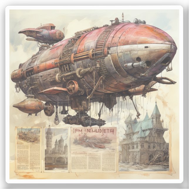 Sticker Zeppelin Steampunk vintage (9) (Recto)