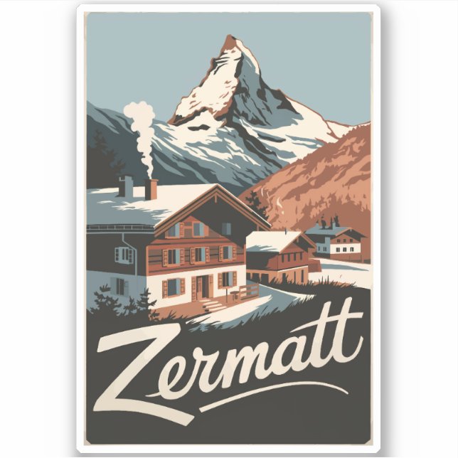 Sticker Zermatt Suisse Travel Art Vintage (Devant)