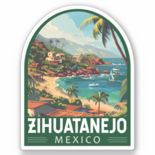 Sticker Zihuatanejo Mexique Voyage Art Vintage