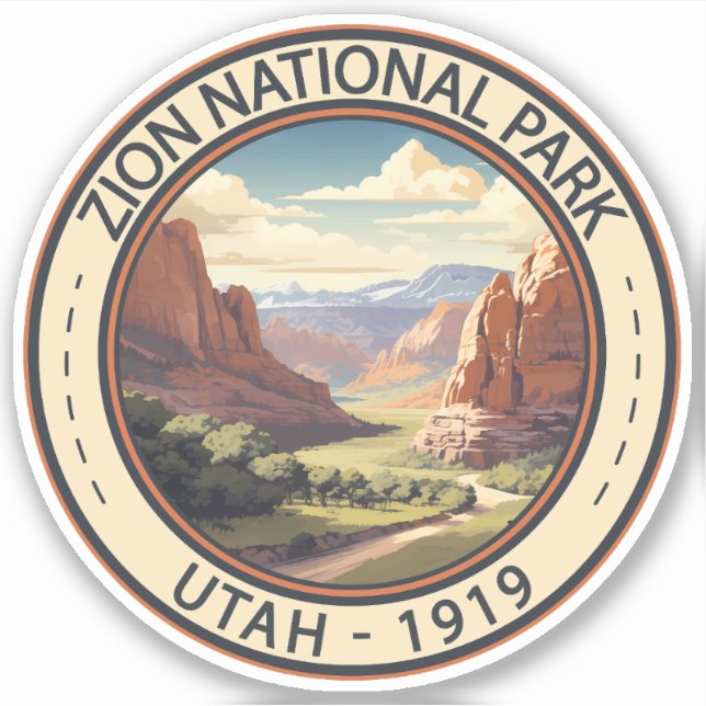 Sticker Zion National Park Illustration Art de voyage (Devant)