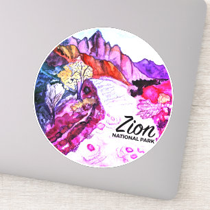 Sticker Zion National Park Utah Camping Trip Watercolor