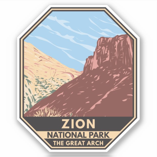 Sticker Zion National Park Utah Le Grand Arc Vintage (Devant)