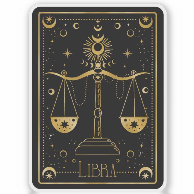 Sticker Zodiac Libra Astrological Black & White (Devant)