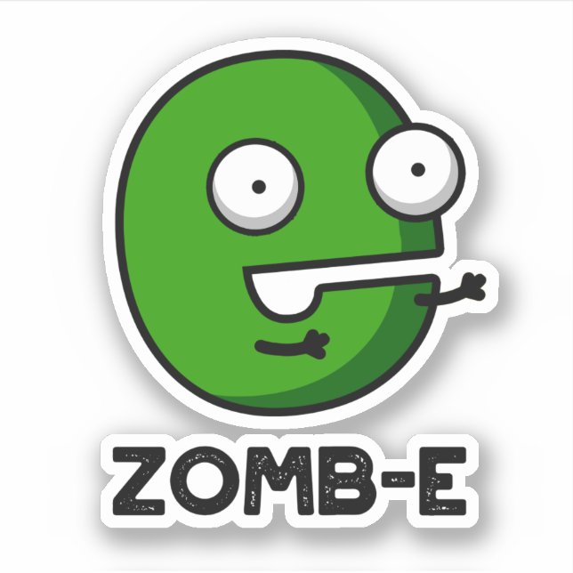 Sticker Zomb-E Drôle Halloween Zombie Alphabet Pun (Devant)