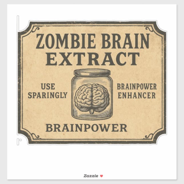 Sticker Zombie Brain Extract - Halloween Apothecary Label (Feuille)