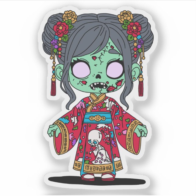 Sticker Zombie chinois mignon (Devant)