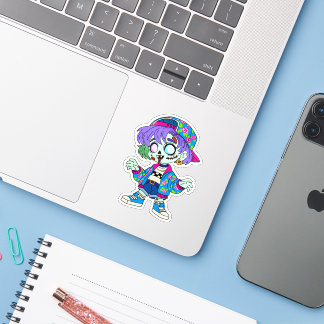 Sticker Zombie Girl des années 90