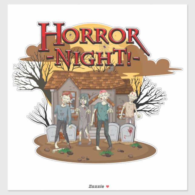Sticker Zombies nocturnes d'horreur (Feuille)