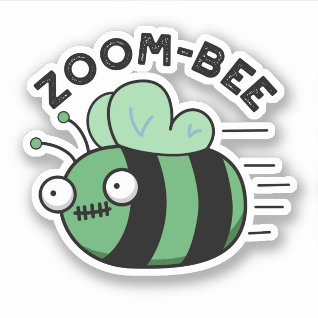 Sticker Zoom-bee Drôle Halloween Zombie Bee Pun (Devant)