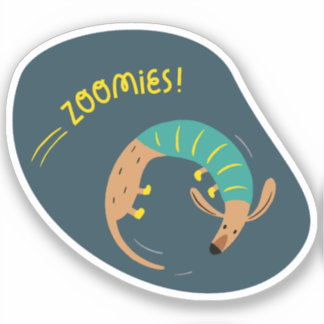 Sticker zoomies mignonette saucisse illustrée chien marine