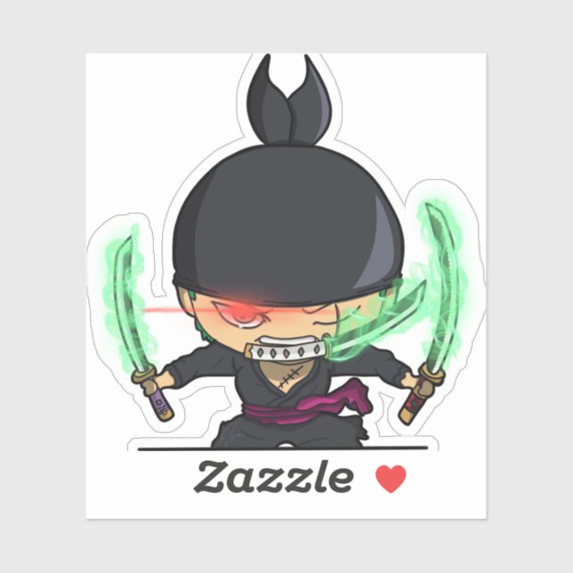 Sticker Zoro one piece chibi style anime (Feuille)
