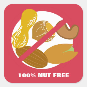 Stickers 100% Nut Free Food Allergy Alert