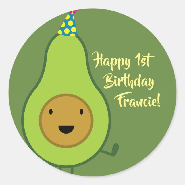Stickers 1er Anniversaire de l'Avocado mignonne (Devant)