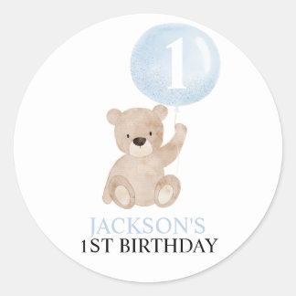 Stickers 1er anniversaire de l'ours et du ballon b