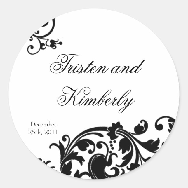 Stickers 20 - 1,5" Favor Black White Floral Filig (Devant)