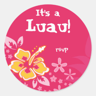 Stickers 232 Luau Party RSVP Hibiscus rose