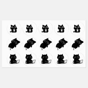 Stickers - 3 Chubby Black Cat Sheet 