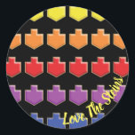 Stickers "3D Dreidels" Happy Chanukah<br><div class="desc">Hanukkah/Holiday stickers, personalize. Happy Chanukah "3D Dreidels." Choose from 1 1/2" and 3" stickers. Personalize by deleting and replacing text with your own message. Choose your favourite font size, style, and colour. Background colour can be changed by selecting a different colour from colour swatches. Thanks for stopping and shopping by!...</div>