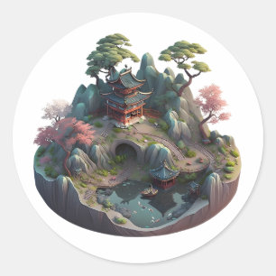 Stickers 3D paysage Imaginaire chinois mignon