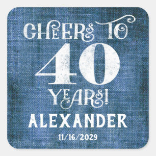 Stickers 40e Anniversaire Merci de lin bleu Favor