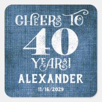 Stickers 40e Anniversaire Merci de lin bleu Favor