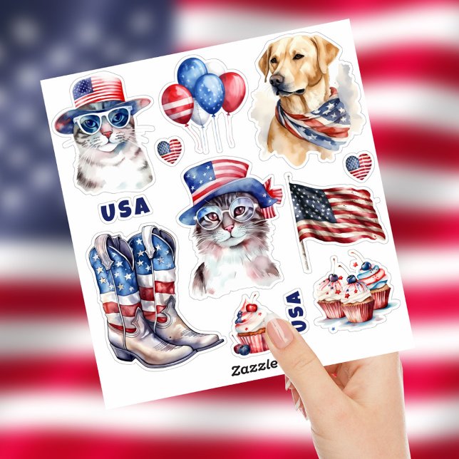 Stickers 4 juillet - Fête de l'Indépendance des Et (Créateur téléchargé)
