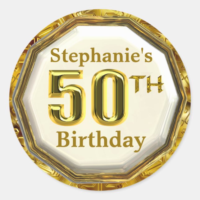 Stickers 50e Anniversaire d'or scintillant personn (Devant)