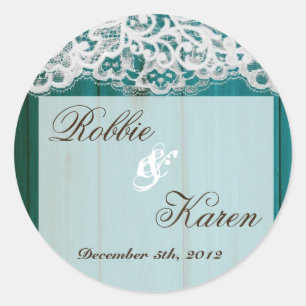 Stickers 6 - 3" Favor Distrissé Dentelle Turquoise
